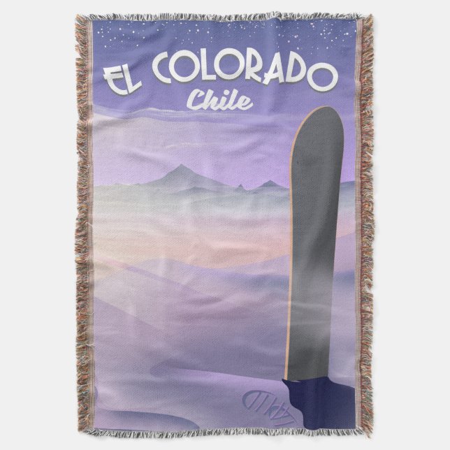 El Colorado Chile Snowboarding travel poster Throw Blanket (Front Vertical)