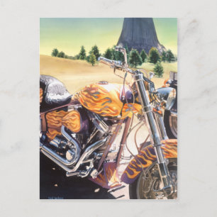"El Diablo" Motorcycle in the Desert Watercolor Postcard