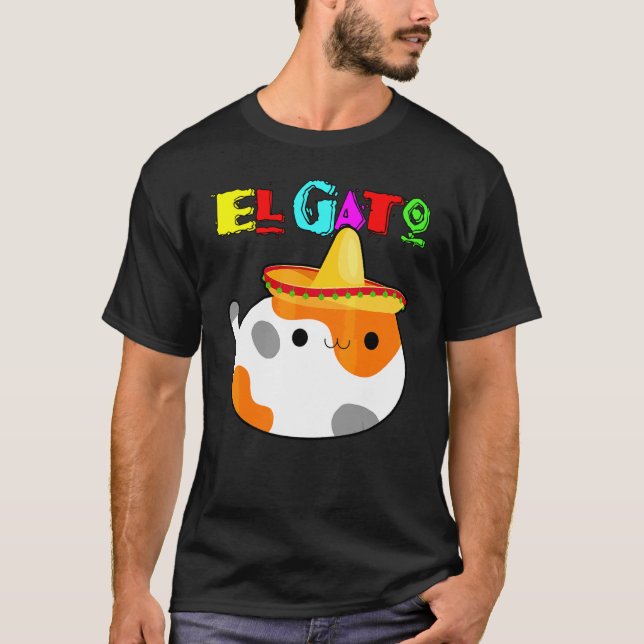 El Gato Calico Cat Cinco De Mayo Latino Kitty With T-Shirt (Front)