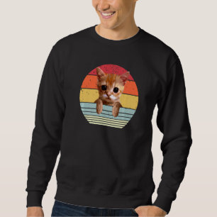 el gato Meme Cute Sad Crying Cat vintage distresse Sweatshirt
