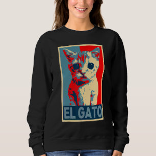 El Gato Meme Sad Crying Cat Kitty Meme retro vinta Sweatshirt