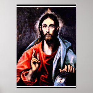 El Greco - Christ as Saviour, fine art portrait Poster