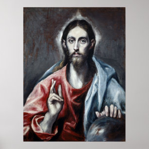El Greco Christ Blessing The Saviour of the World Poster
