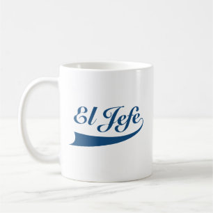 El Jefe in Navy Blue Lettering Coffee Mug