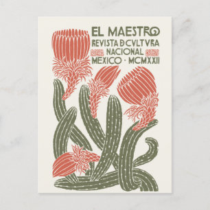 El Maestro Vintage Mexican Cultural Magazine Cover Postcard
