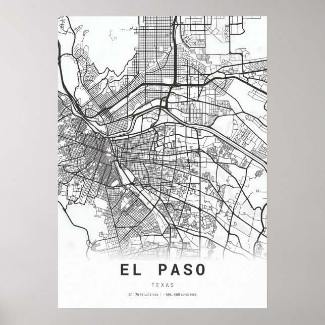 El Paso City Map Poster (Front)