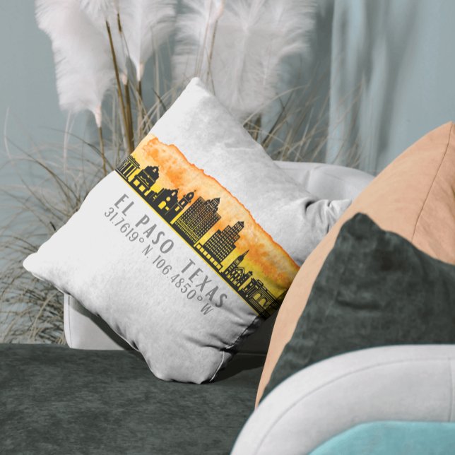 El Paso Skyline Latitude and Longitude  Cushion (Creator Uploaded)
