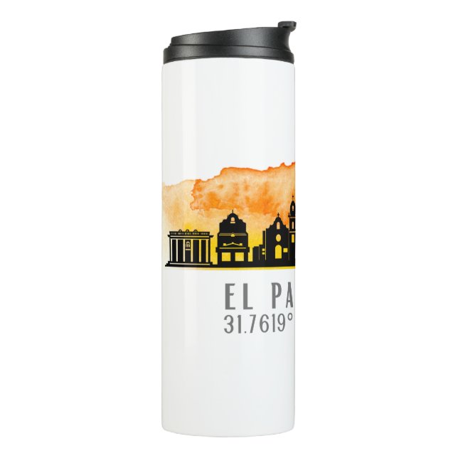 El Paso Skyline Latitude and Longitude  Thermal Tumbler (Rotated Left)