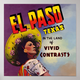 El Paso, Texas 1940 Travel Ad Poster