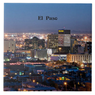 El Paso, Texas at Night Ceramic Tile