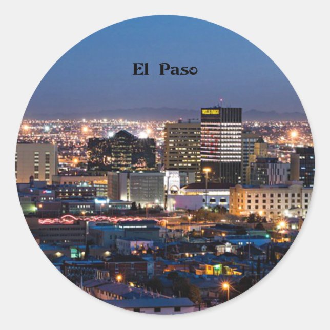 El Paso, Texas at Night Classic Round Sticker (Front)