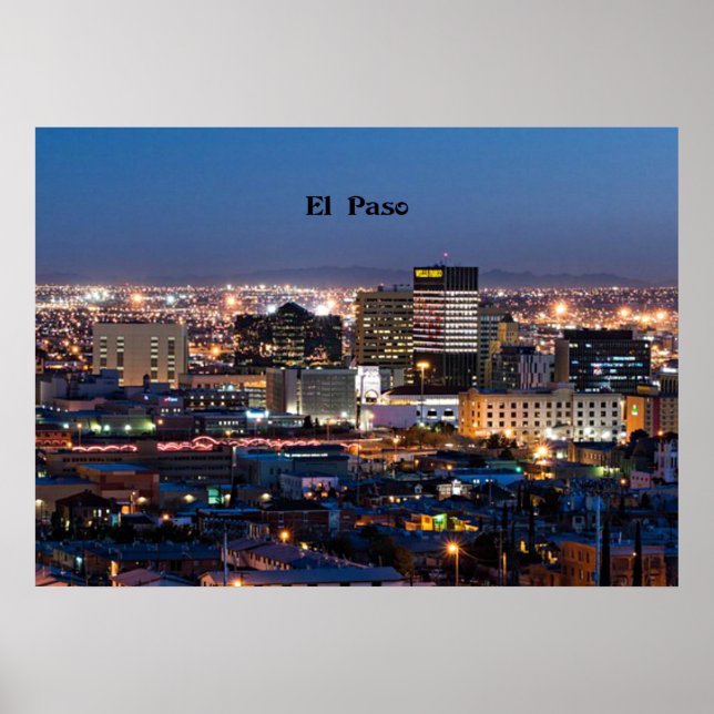 El Paso, Texas at Night Poster (Front)