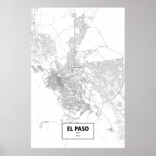 El Paso, Texas (black on white) Poster