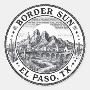 El Paso Texas Circular Badge Illustration  Classic Round Sticker
