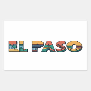 El Paso, Texas   City Drawing Minimalist Style Rectangular Sticker