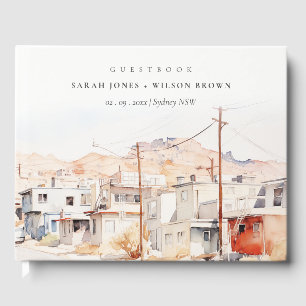 El Paso Texas City Scape Watercolor Wedding Guest Book