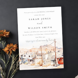 El Paso Texas City Scape Wedding Anniversary Invitation