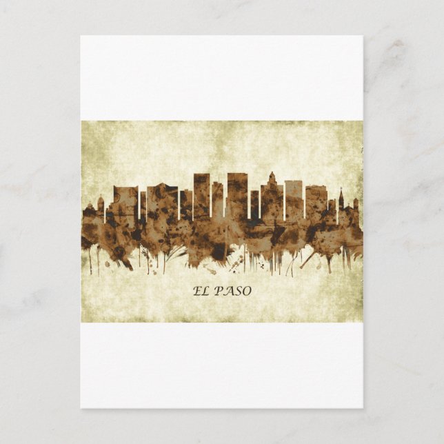 El Paso Texas Cityscape Invitation Postcard (Front)