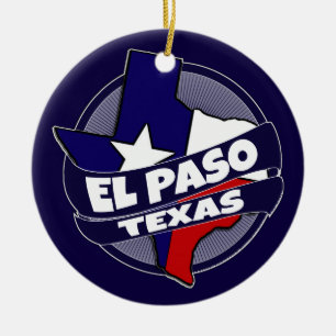 El Paso Texas flag burst holiday ornament