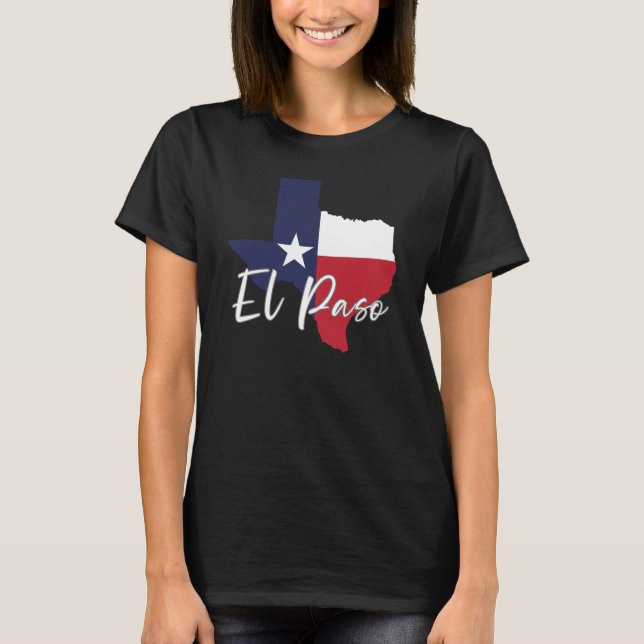 El Paso, Texas Flag Map Women's Black T-Shirt (Front)