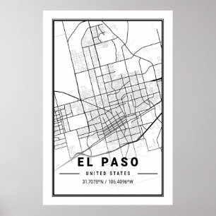 El Paso Texas USA City Travel City Map Poster