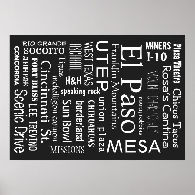 El Paso TX landmarks Poster (Front)