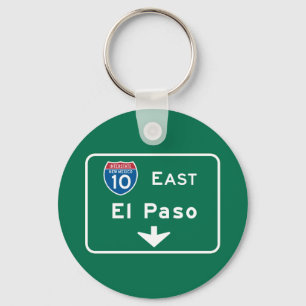 El Paso, TX Road Sign Key Ring
