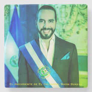 El presidente de El Salvador, Nayib Bukele Stone Coaster