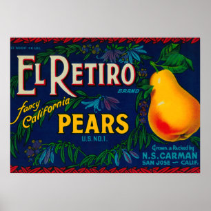 El Retiro Pear Crate Label Poster