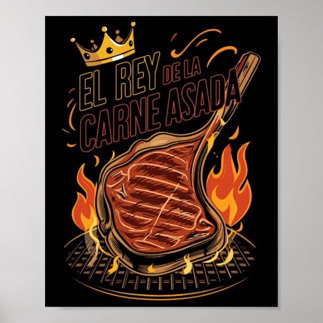El Rey De La Carne Asada Bbq Cookout Master King F Poster (Front)