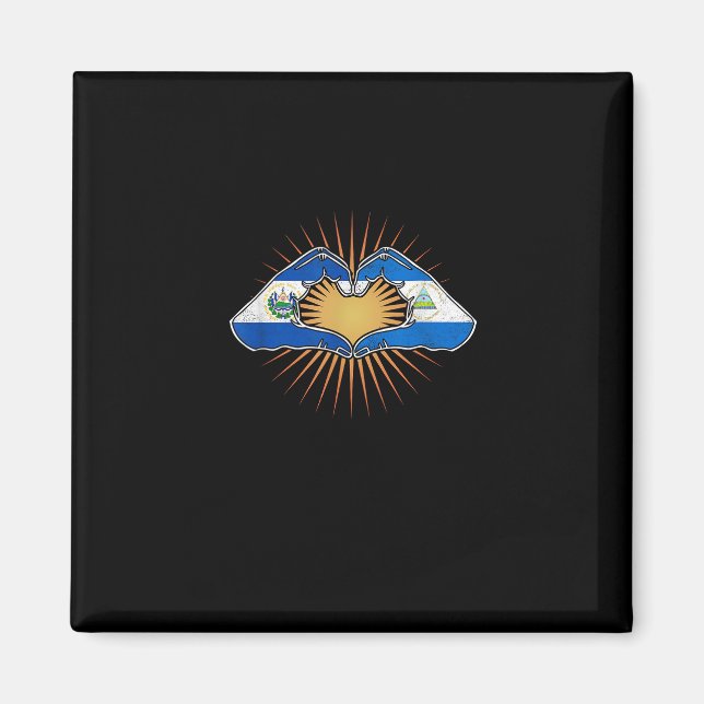 El Salvador And Nicaragua Heart Hands Magnet (Front)