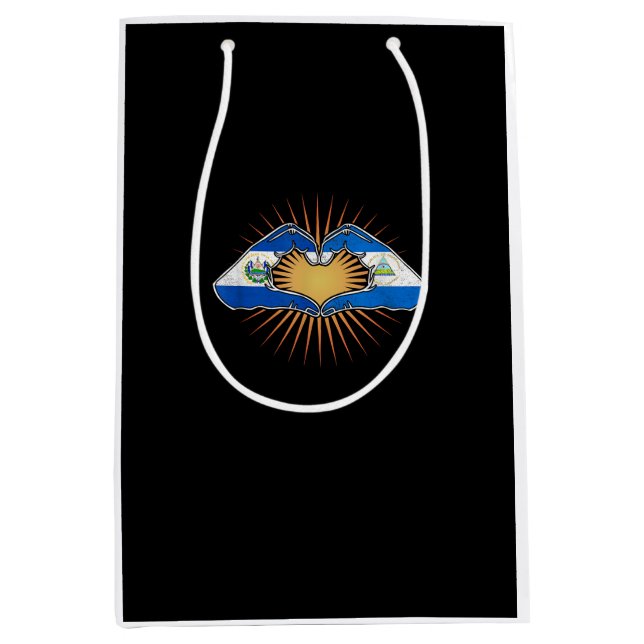 El Salvador And Nicaragua Heart Hands Medium Gift Bag (Front)