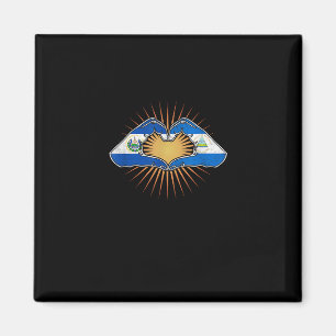 El Salvador And Nicaragua Heart Hands Minimal Magnet