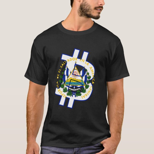 El Salvador Bitcoin Adoption El Salvador Flag T-Shirt (Front)