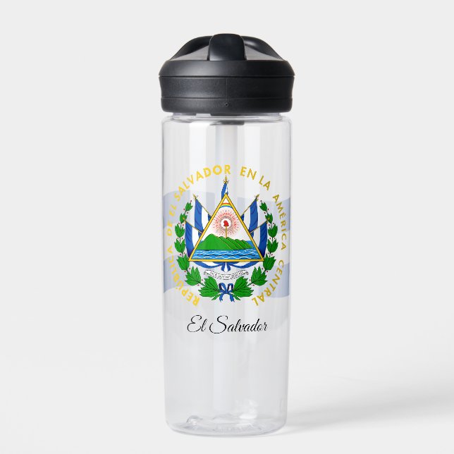 El Salvador Coat of Arms, Flag, El Salvador Water Bottle (Front)