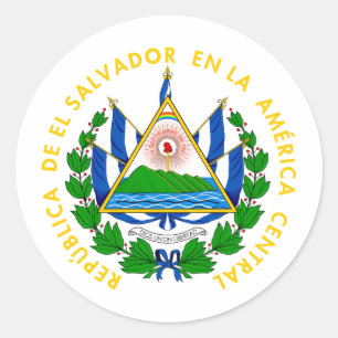 El Salvador country coat arms symbol emblem flag Classic Round Sticker