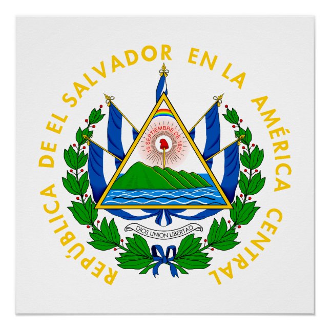 El Salvador country coat arms symbol emblem flag Poster (Front)