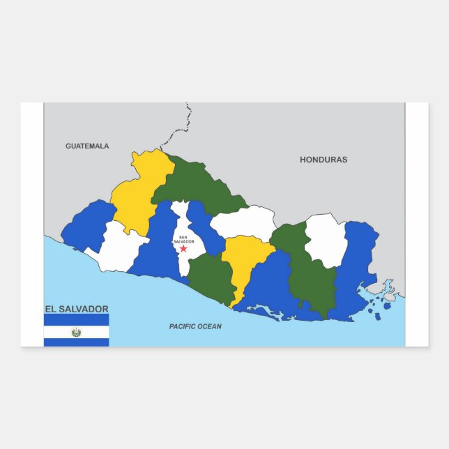 el salvador country political map flag rectangular sticker (Front)