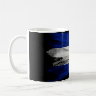 El Salvador flag brush stroke, national flag Coffee Mug
