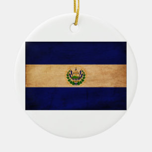 El Salvador Flag Ceramic Ornament