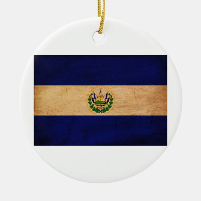 El Salvador Flag Ceramic Ornament (Front)