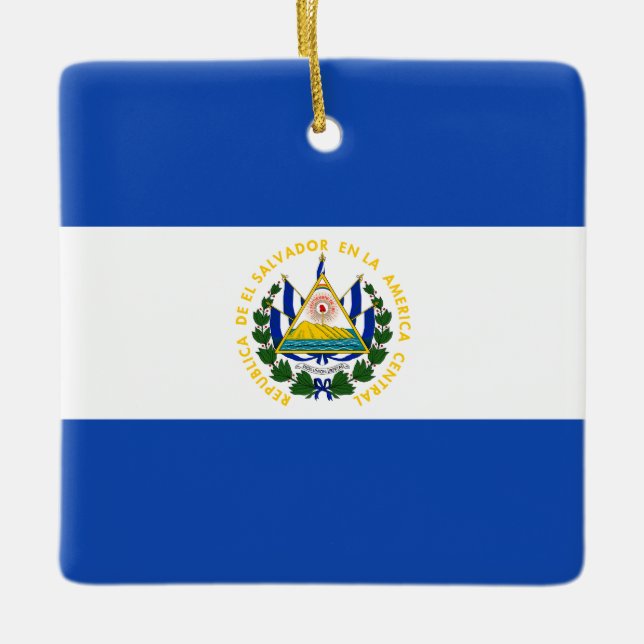 El Salvador Flag Ceramic Ornament (Front)