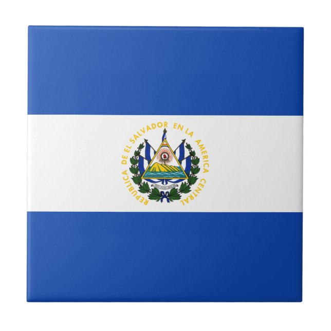 El Salvador Flag Ceramic Tile (Front)