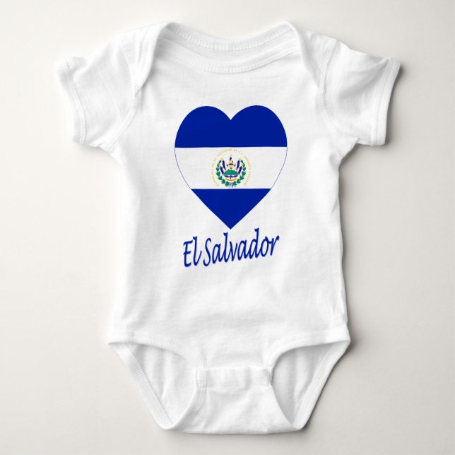 El Salvador Flag Heart Baby Bodysuit (Front)