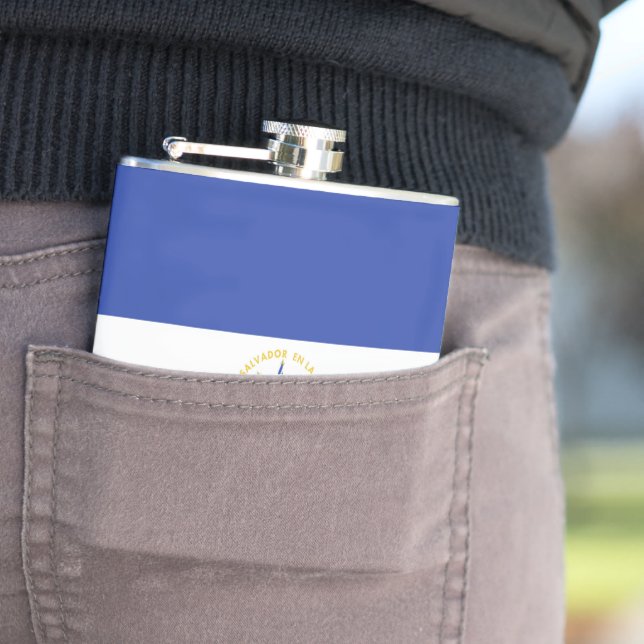 El Salvador flag Hip Flask (In Situ)