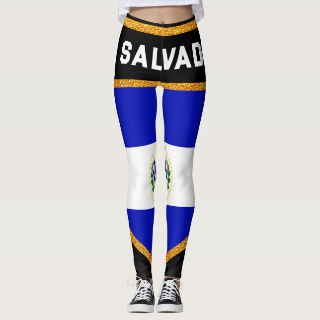El Salvador Flag Leggings (Front)