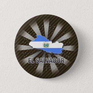 El Salvador Flag Map 2.0 6 Cm Round Badge