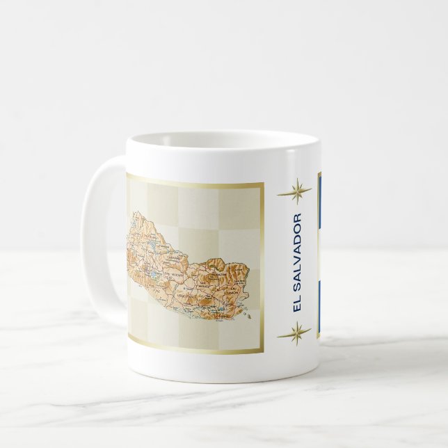 El Salvador Flag + Map Mug (Front Left)