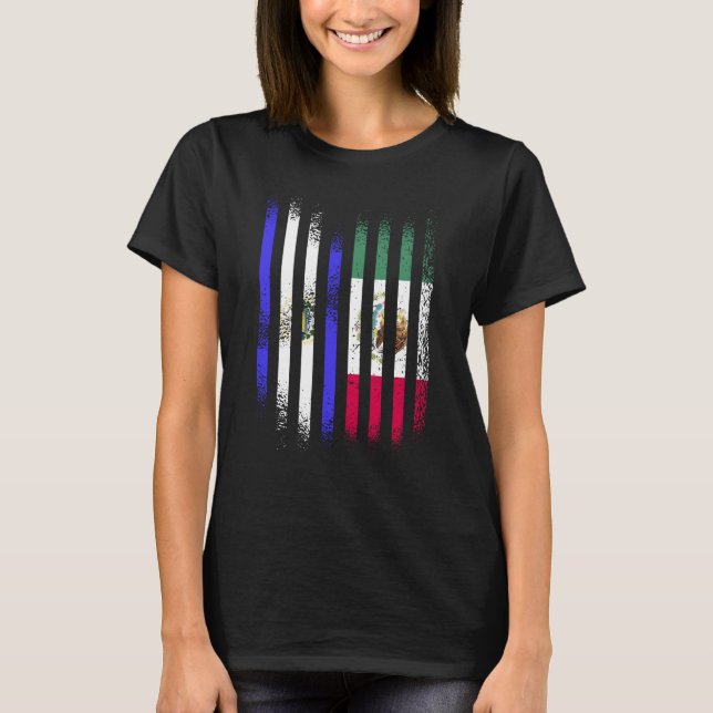 El Salvador Flag Mexico Grown Country Flags Stripe T-Shirt (Front)