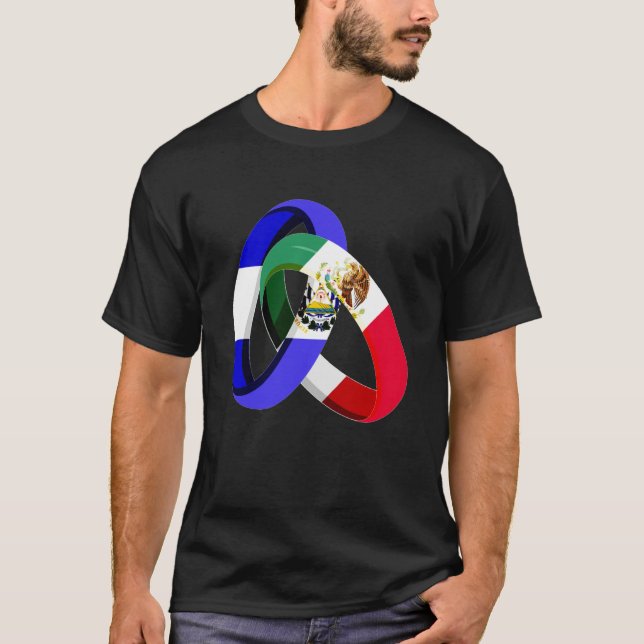 El Salvador Flag Mexico Grown Ring Marriage Weddin T-Shirt (Front)